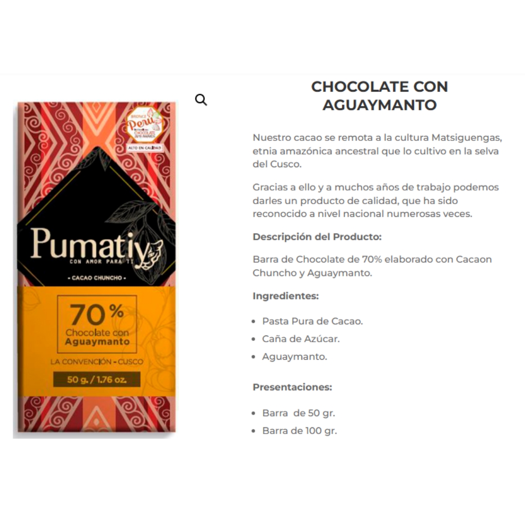 Chocolate con Aguaymanto 70% - Imagen 2
